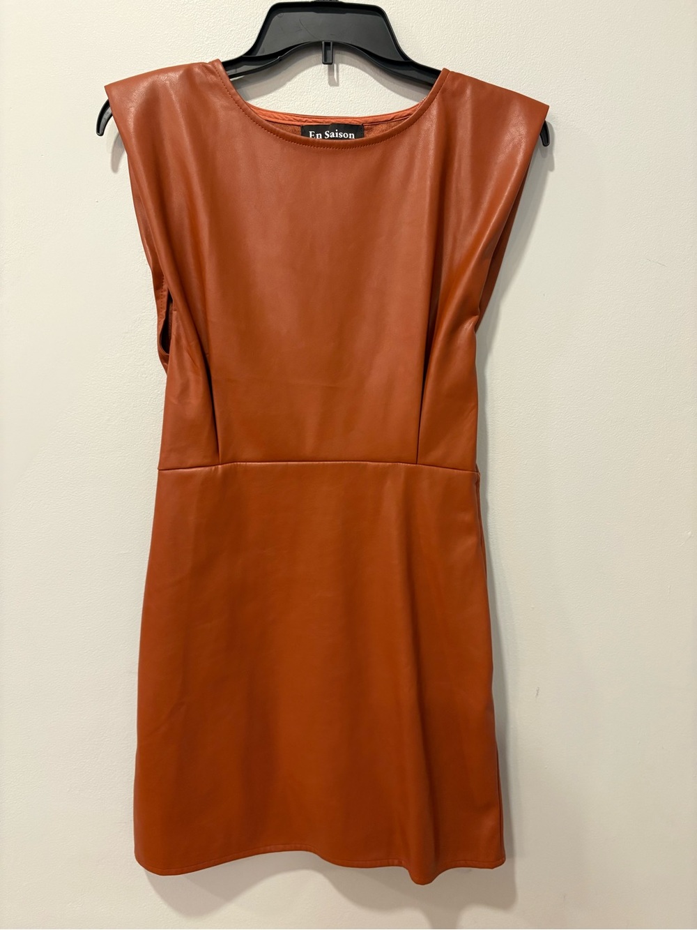 En Saison Rust Brown Faux Leather Mini Dress Size XS